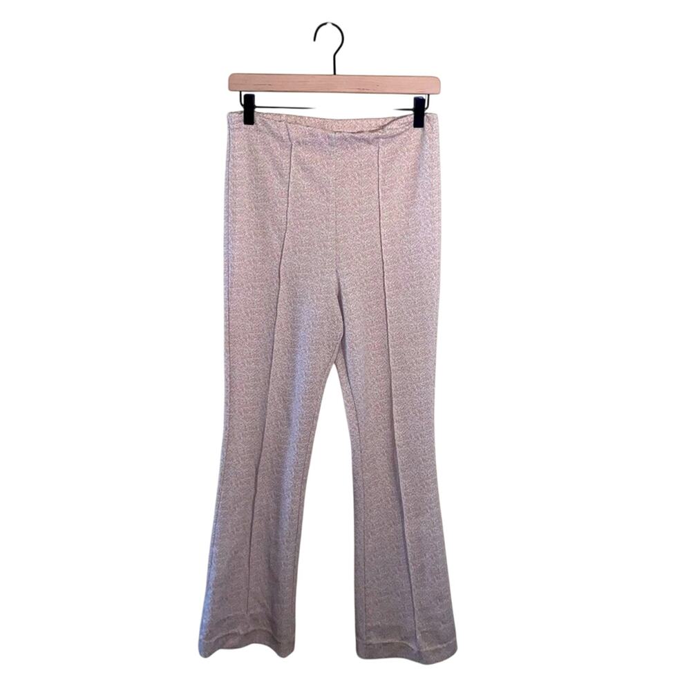 VNTG 1970s flare polyester mustard pattern trouser
